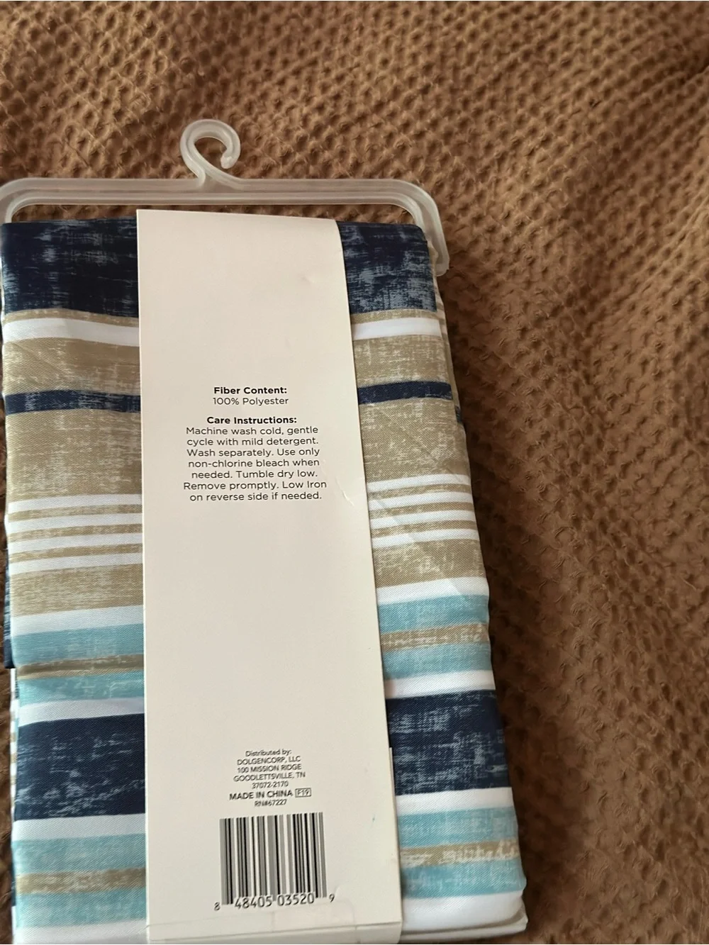 Comfort Bay Striped Fabric Shower Curtain in Navy, Tan & White